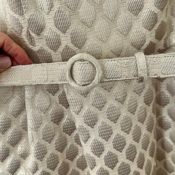 WHBM Champagne Metallic Diamond Jacquard Sheath Dress Sz 2 - Picture 10 of 11